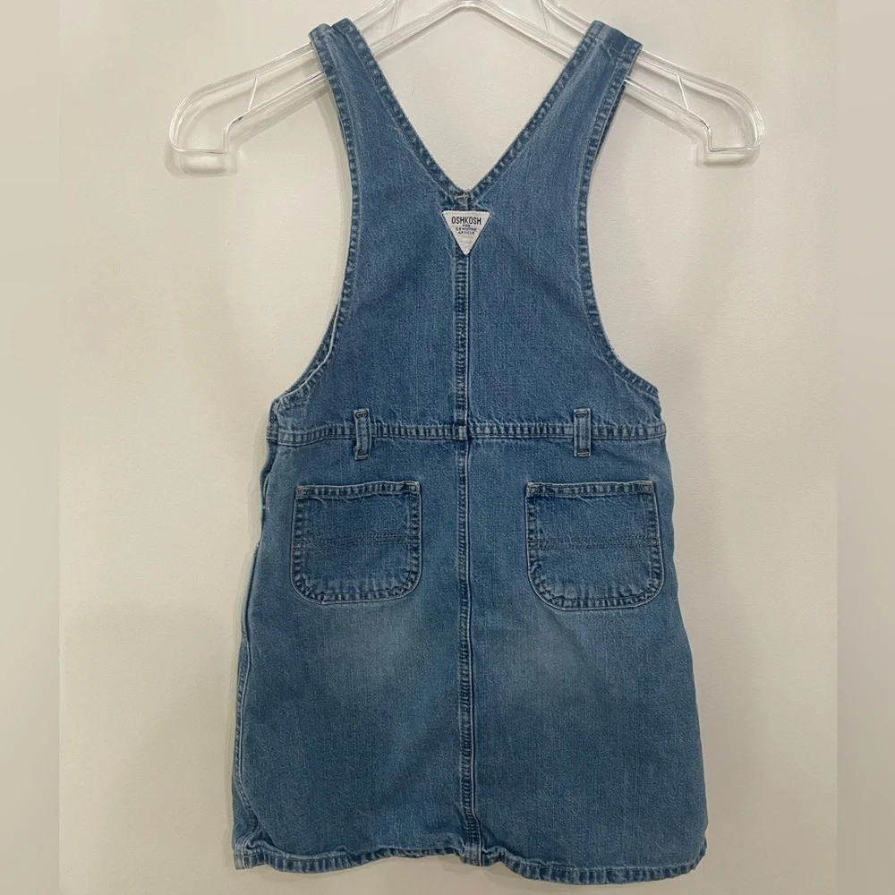 Vtg Oshkosh B'Gosh Girls Denim Bib Overall Jumper Dress Adjustable Strap Size 6